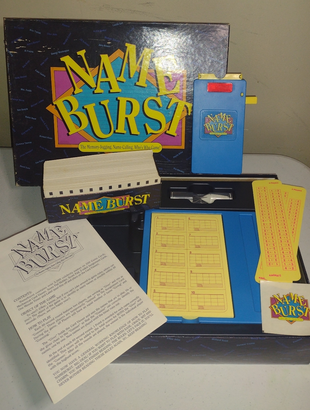 1992 Name Burst Vintage Board Game - Blue & Yellow